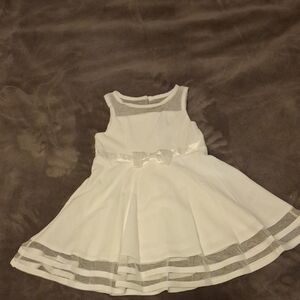 Calvin Klein White Girls' A-Line Dress with Satin Bow